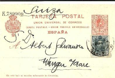 EE030/ SPANIEN -  Ganzache (Laiz  53E) Mit Zusatzmarke 1925 Nach Wangen,  Bayern - 1850-1931