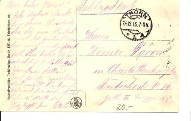 Pol100/POLEN -  Warschau 1915, Deutsche Infanterie In Der Stadt (Feldpostkarte Mit Stempel Thorn) - Briefe U. Dokumente
