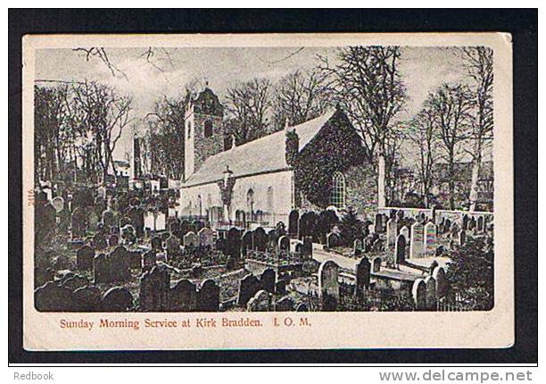 Early Postcard Sunday Service (2) At Kirk Braddan Church Isle Of Man - Ref 537 - Man (Eiland)