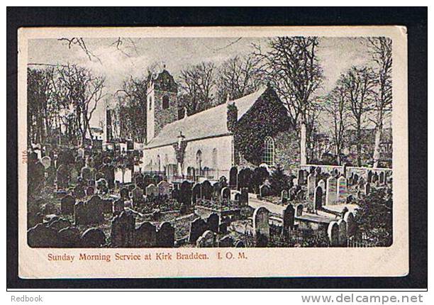 Early Postcard Sunday Service (2) At Kirk Braddan Church Isle Of Man - Ref 537 - Isle Of Man