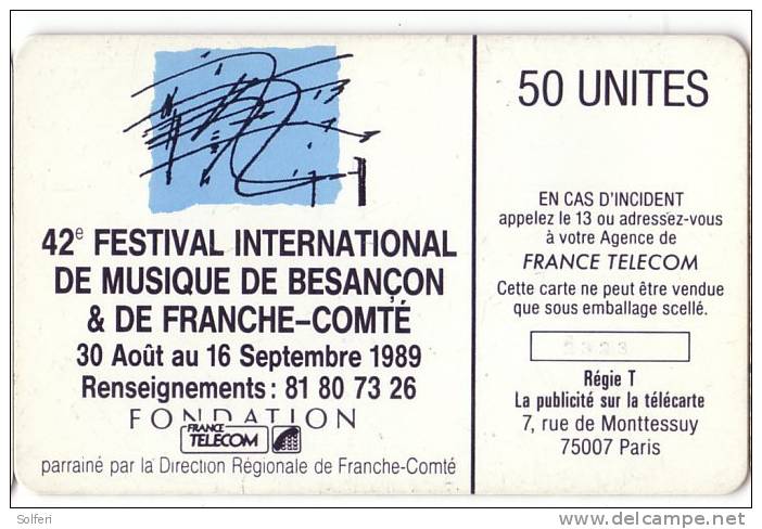 F82  FESTIVAL MUSIQUE BESANCON  1989  50U  Utilisée   SCAN RECTO/VERSO - 1989