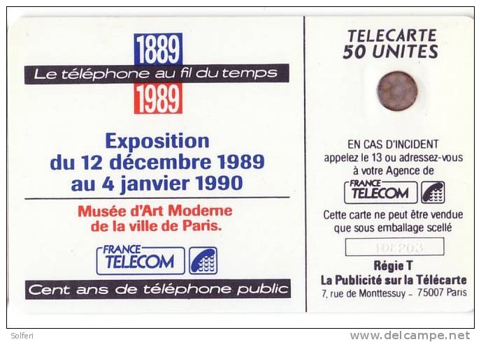 F92  TELEPHONE FIL DU TEMPS  1989  50U  Utilisée   SCAN RECTO/VERSO - 1989