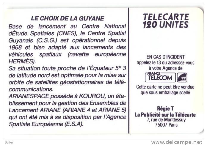 F106  GUYANE ARIANESPACE  1990  120U  Utilisée   SCAN RECTO/VERSO - 1990