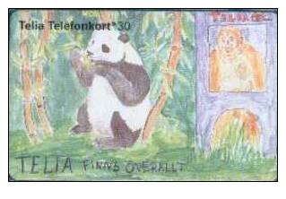 # SWEDEN 60111-10 Panda & Monkey 30 Sc7 03.94  Tres Bon Etat - Zweden