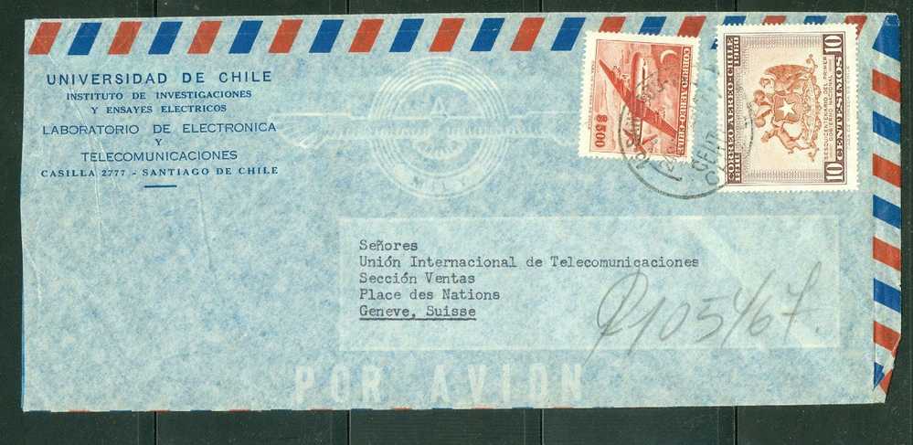 CHILI Lettre Pour La Suisse ( Nation Unies Genève) En 1960 - BB7107 - Chili