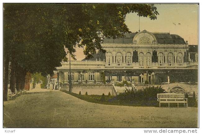 CP De BAD PYRMONT " Partie Im Kurpark Mit Dem Kurhaus " Avec AMBULANT CÖLN - HILDESHEIM  Bahnpost . - Bad Pyrmont