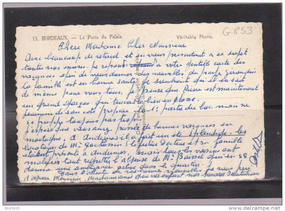 Bordeaux (G853) La Port Du Palais - Véritable Photo - - Bordeaux