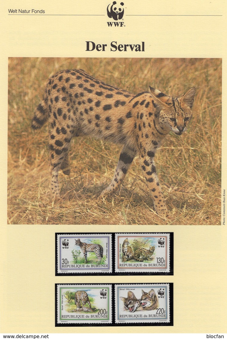 Serval WWF-Set 133 Burundi 1758/1 ** 25€ Raub-Katzen Naturschutz 1992 Dokumentation Fauna Wild-life Cats Of Africa - Neufs