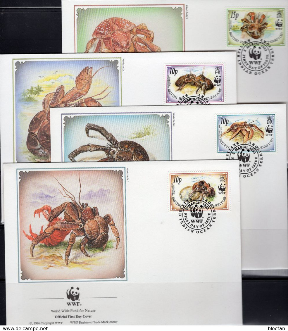 Dokumentation 1993 WWF-Set 156 British Indian Ocean 132/5 4x FDC 15€ Krabben Naturschutz Fauna Wildlife Covers Of Nature - Britisches Territorium Im Indischen Ozean