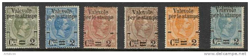 Italy 1890 Mi. Nr.61-66 Overprint 2c MH* Not Glue - Neufs