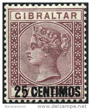 Gibraltar #24 (SG #17) Mint Hinged 25c On 2p Victoria From 1889 - Gibraltar