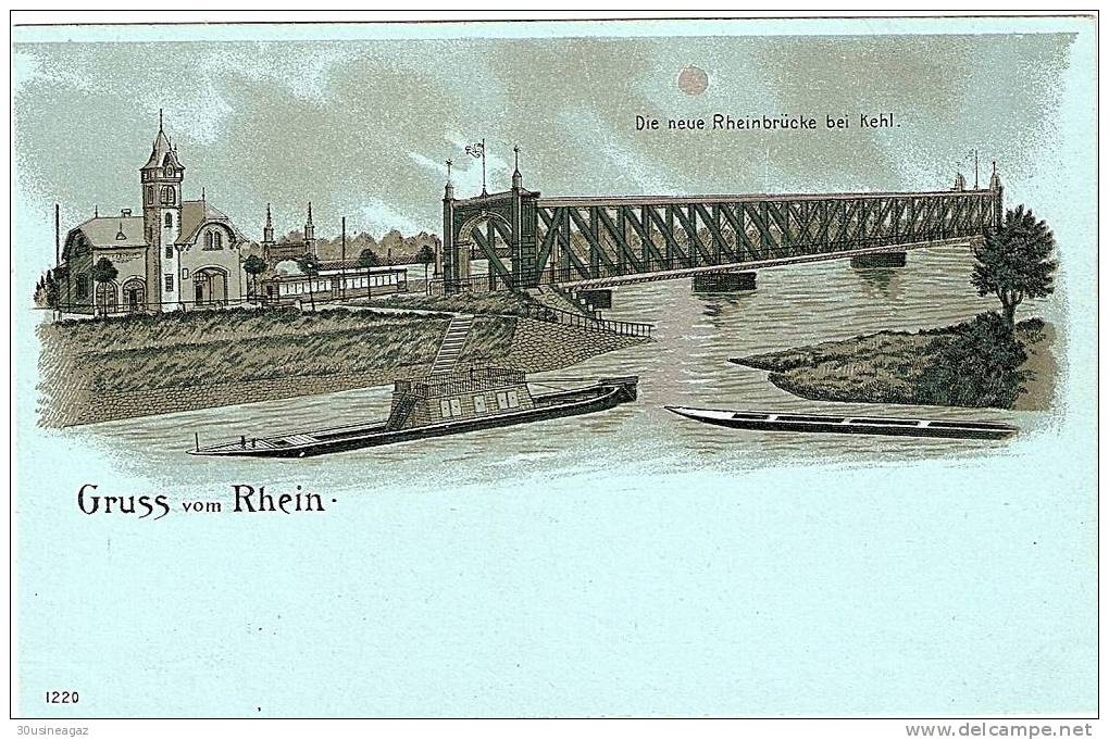 CPA. Allemagne, Gruss Vom Rhein,  Die Neue Rheinbrücke Bei Kehl. Dos Simple - Kehl