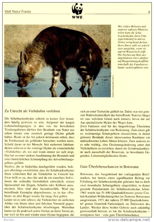 Hyänen 1995 WWF-Set 190 Botswana 586/9 4-Streifen ** 10€ Schabracken-Hyäne Dokumentation Fauna Wildlife Stamps Of Africa - Protection De L'environnement & Climat