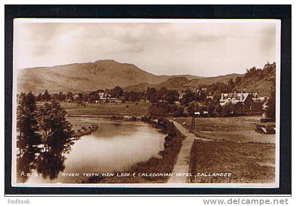 Real Photo Postcard River Teith - Ben Ledi & Caledonian Hotel Callander Perthshire Scotland - Ref 538 - Perthshire