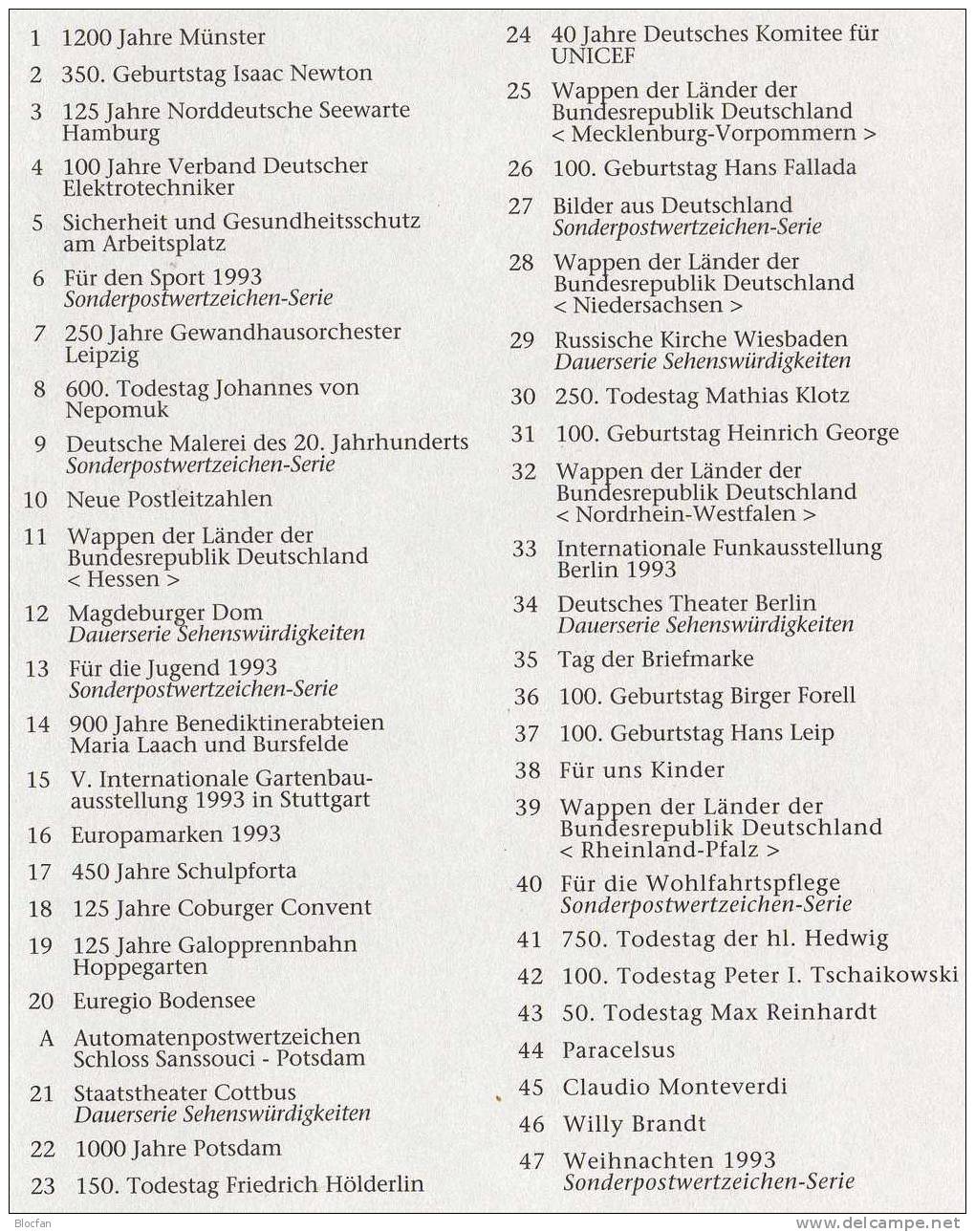 Jahressammlung 1993 Mit 47 ETB BRD 1645-1708 SST 180€ Jahrgang Komplett Ersttagsblatt Yearbook Document Stamp Bf Germany - Other & Unclassified