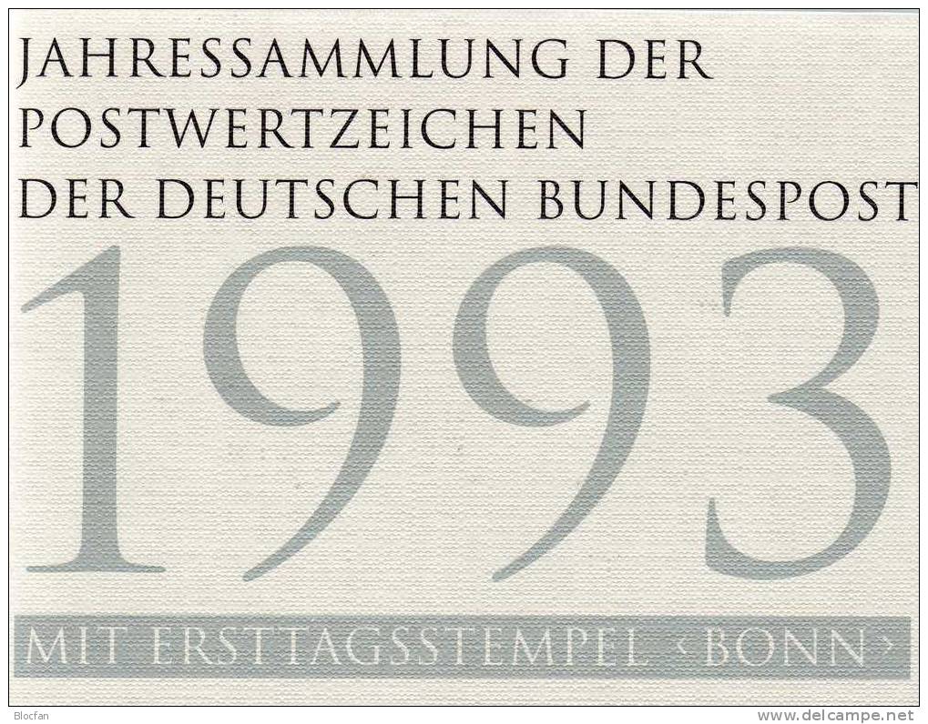 Jahressammlung 1993 mit 47 ETB BRD 1645-1708 SST 180€ Jahrgang komplett Ersttagsblatt yearbook document stamp bf Germany