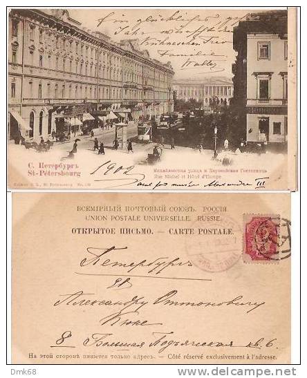 RUSSIA - ST PETERSBOURG - RUE MICHEL ET HOTEL D'EUROPE  - 1902 - Russia