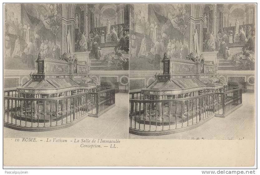 CPA STEREO ROME - VATICAN - SALLE DE L'IMMACULEE CONCEPTION - Cartes Stéréoscopiques