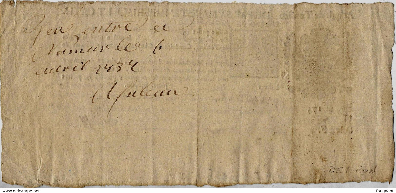 Belgique:1737:Acquit De TONLIEU:Bureau De Perwez ? Pour Namur.Le 6 Avril 1737. - Documents Historiques