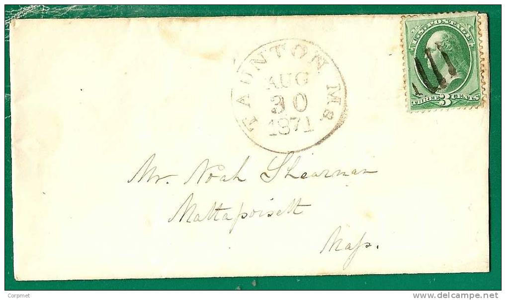 USA - 1871 VF COVER From TAUNTON, Ms - Lettres & Documents
