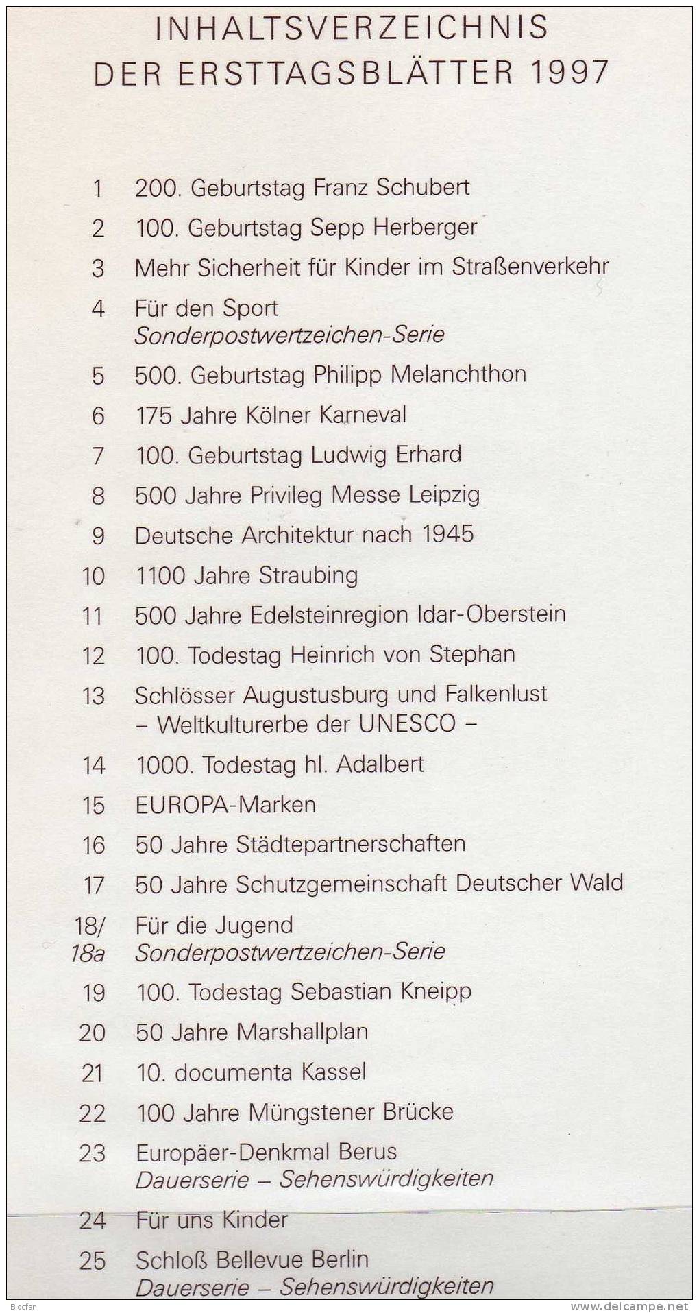 ETB Jahrgang 1997 BRD 1895-1964 SST 115€ Komponist Schubert Bis Caritas+ Post Album - Andere & Zonder Classificatie