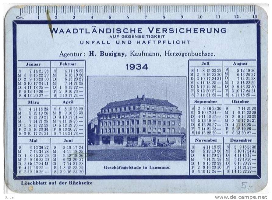 1934 Waatländische Versicherung, H. Busigny, Herzogenbuchsee ( La Vaudoise Assurances) - Banque & Assurance