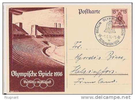 ALLEMAGNE:1936:2 Entiers Postaux Jeux Olympiques Berlin 1936.Oblit.spéc.Stade. - Sommer 1936: Berlin