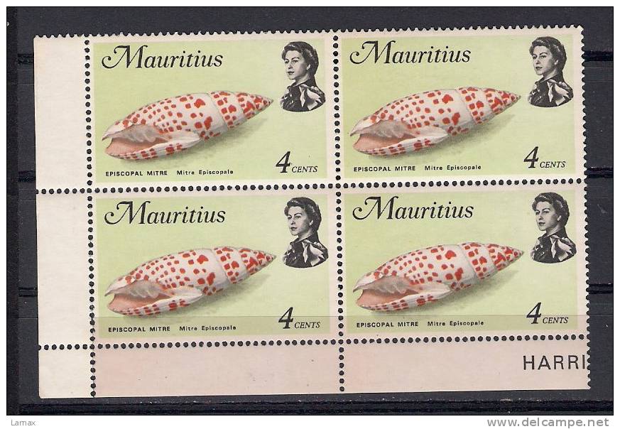 SHELL- EPISCOPAL MITRE -BLOCK OF 4 MNH (3782) - Mauritius (...-1967)