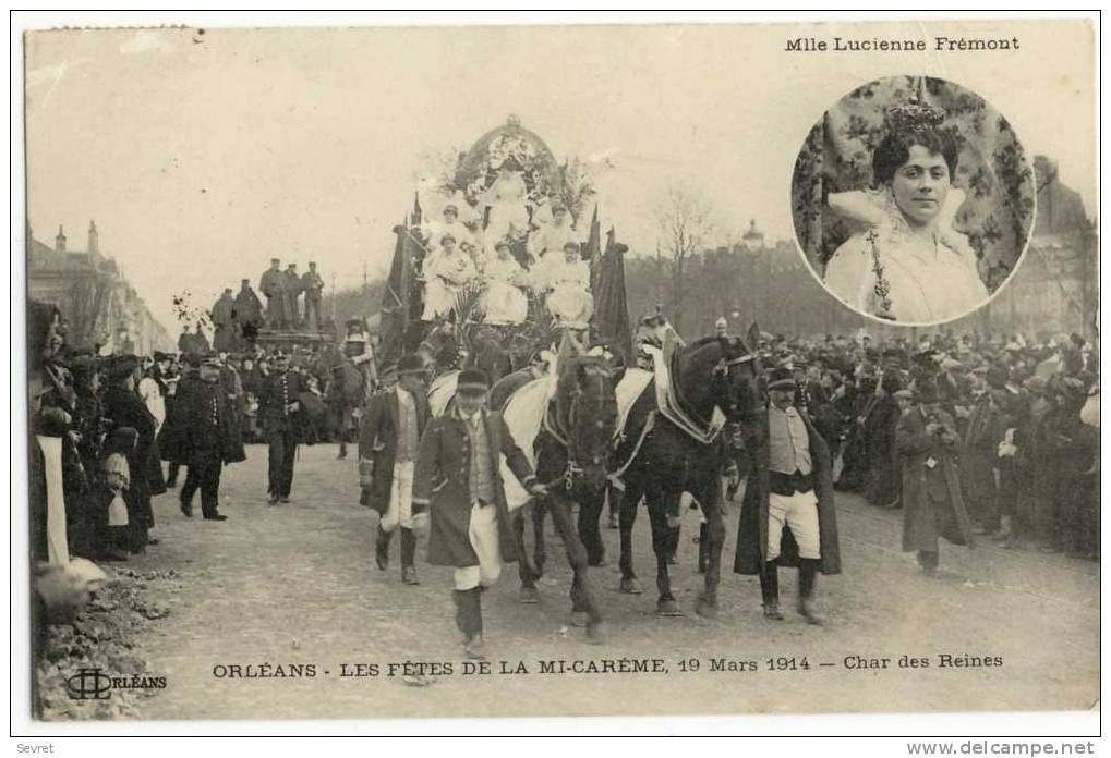 ORLEANS - Fête De La Mi-Carême 19 Mars 1914. Char Des Reines. - Orleans