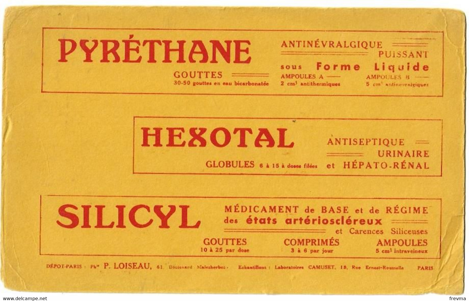 Buvard Pyrethane Antinevralgique - Produits Pharmaceutiques