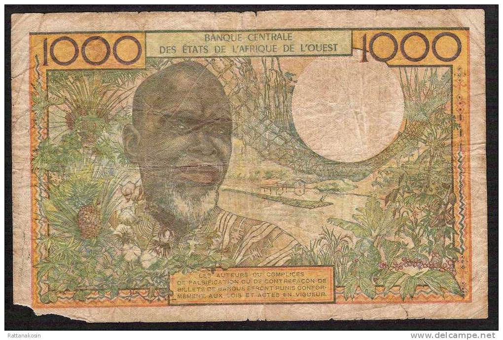 WAS  BURKINA FASO  P303Cl 1000  FRANCS  Signatture 10 ND   VG Corner Missing - Burkina Faso