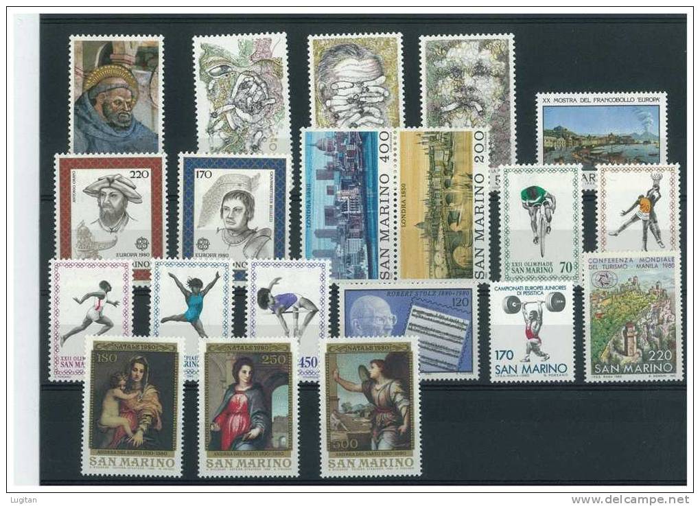 Filatelia: Repubblica Di San Marino Annata 1980 - 20  Valori - Annata Nuova MNH - Super Offerta - Irripetibile - Ungebraucht