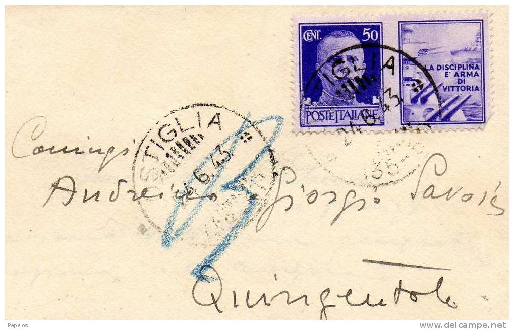 1943 LETTERA CON ANNULLO OSTIGLIA MANTOVA - Propaganda Di Guerra