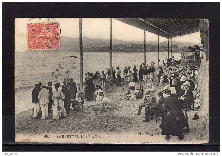 83 LA SEYNE SUR MER (environs) Sablettes, Plage, Bien Animée, Enfants, Ed Bougault 692, 1906 - La Seyne-sur-Mer