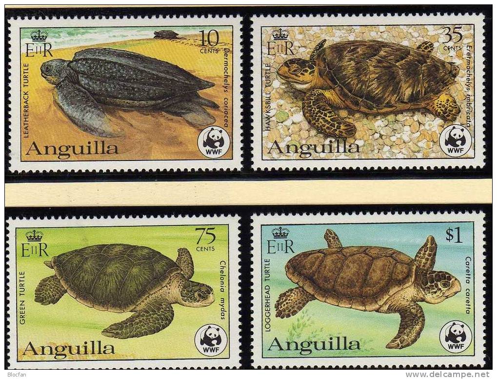 Fauna WWF-Set 2 Anguilla 541/4 **,4FDC+4MKt. 158€ Meeres-Schildkröte 1983 Dokumentation Water Cover/mc Sets Of Caribic - Lettres & Documents