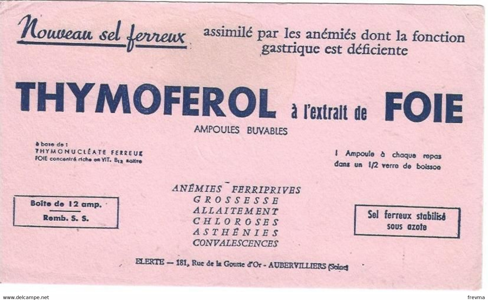 Buvard Thymoferol A L'extrait De Foie - Produits Pharmaceutiques