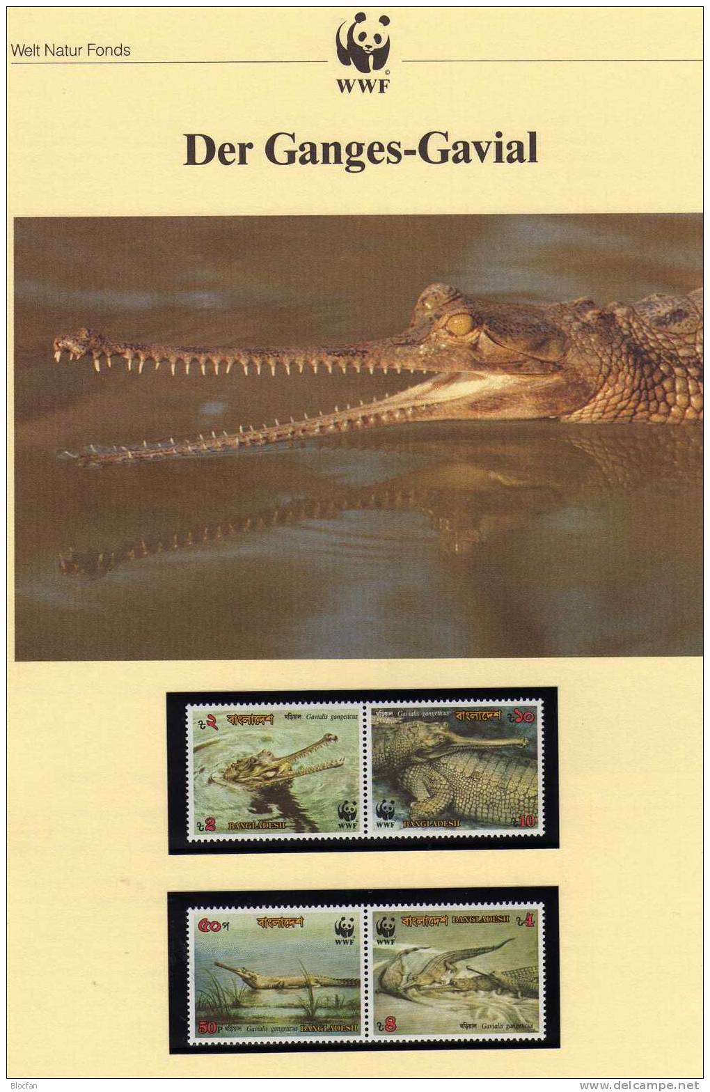 WWF-Set 90 Bangladesch 323/6 ** 9€ Ganges Gavial Krokodil Und Naturschutz Dokumentation - Bangladesch