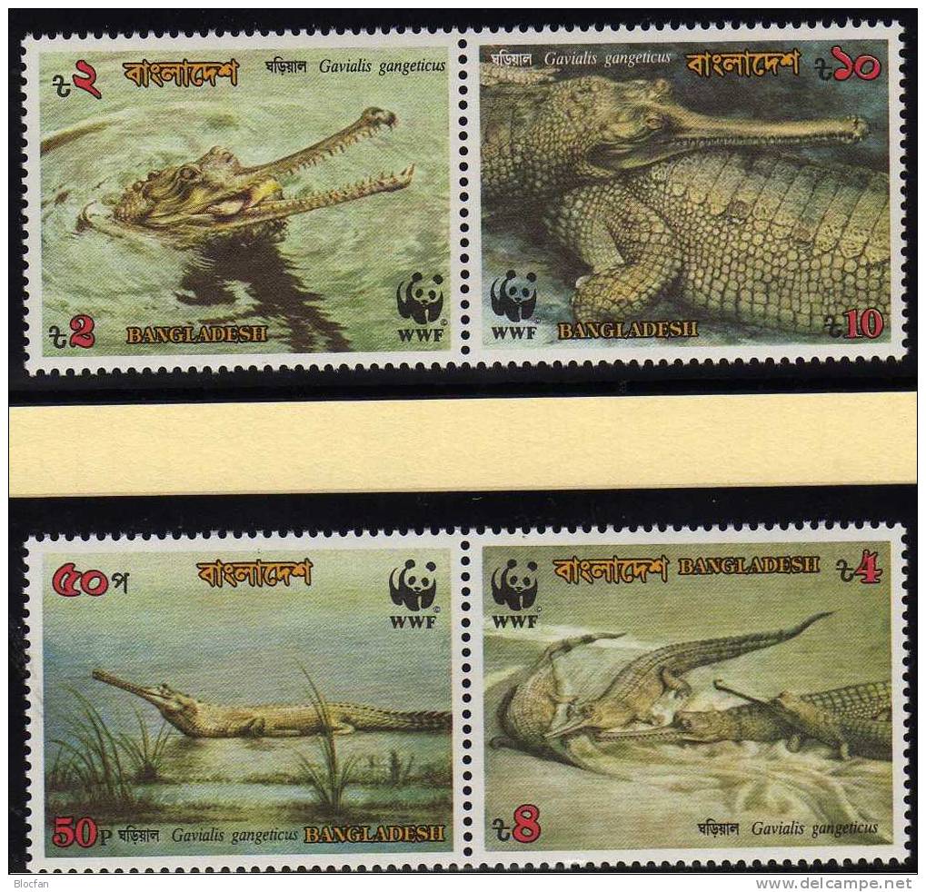 WWF-Set 90 Bangladesch 323/6 ** 9€ Ganges Gavial Krokodil Und Naturschutz Dokumentation - Bangladesch