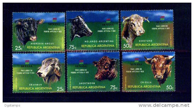 Argentina'96 YT2040-45 ** Sanidad Del Ganado: Aberdeen Angus, Holando, Hereford, Brahman, Shorthon, Criolla. - Mucche