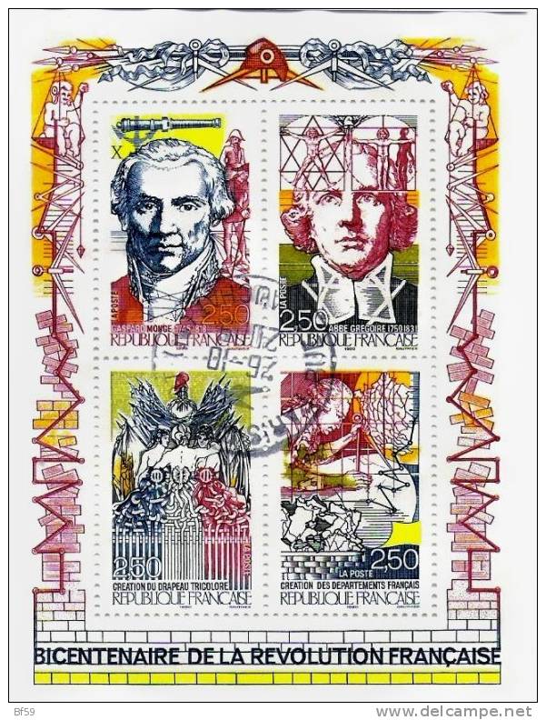 France 1990 Bicentenaire Révolution BF N° 12 - Oblitéré Timbres 2667/2670 - Oblitérés