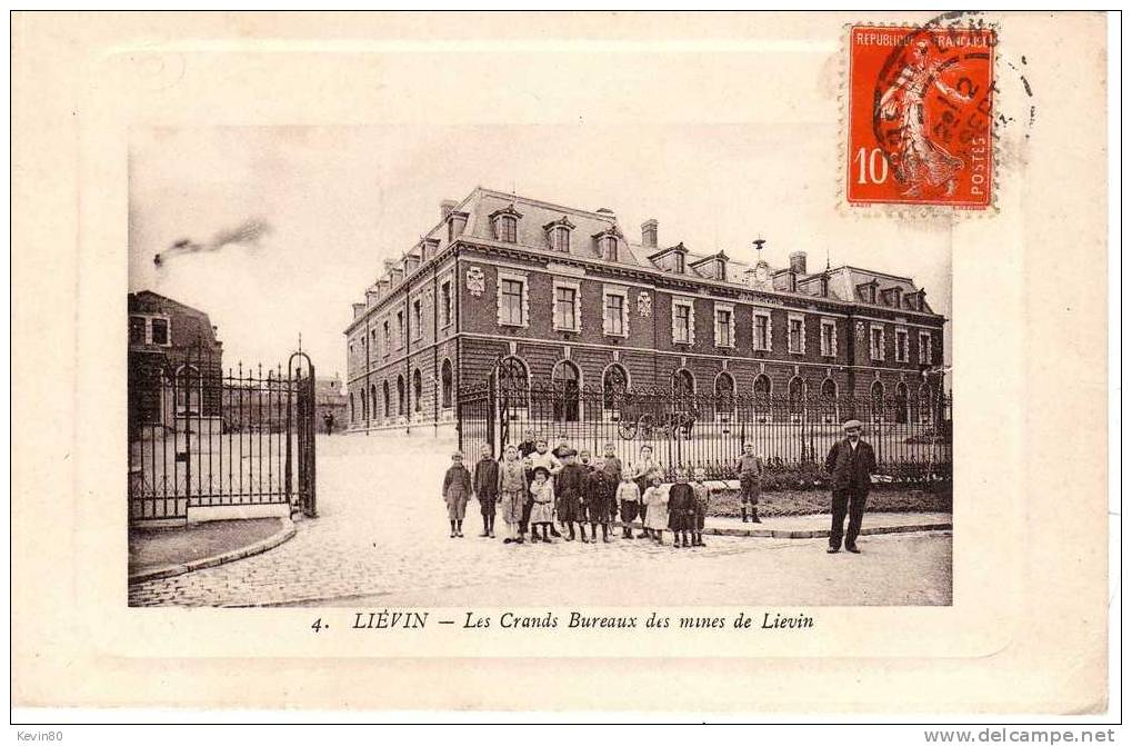 62 LIEVIN Les Grands Bureaux Des Mines De Liévin Cpa Animée - Lievin