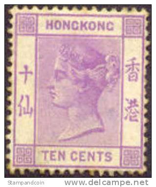 Hong Kong #14 (SG #30) Mint No Gum 10c Violet Victoria From 1863 - Ongebruikt