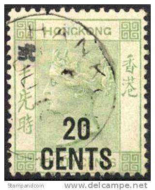 Hong Kong #61a (SG #48) Used 20c On 30c Victoria From 1891 - Usati