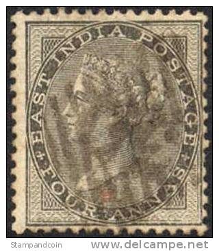 India #16 (SG #46) Used 4a Black Victoria From 1855 - 1854 East India Company Administration