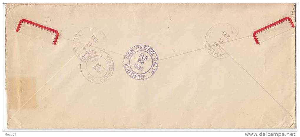 U.S. AMERICAN SAMOA REG. COVER PAGO PAGO To U.S.  1936 - Covers & Documents