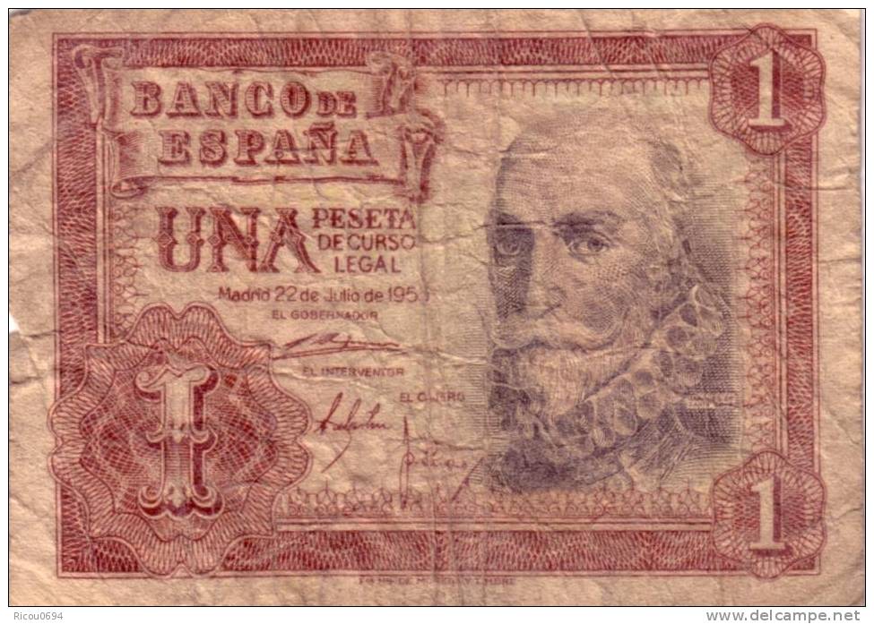 1 Peseta 1953 Espagne - 1-2 Pesetas