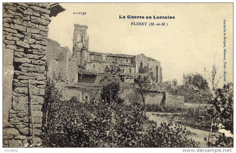 Ruines De Guerre Lorraine Flirey église - Guerre 1914-18