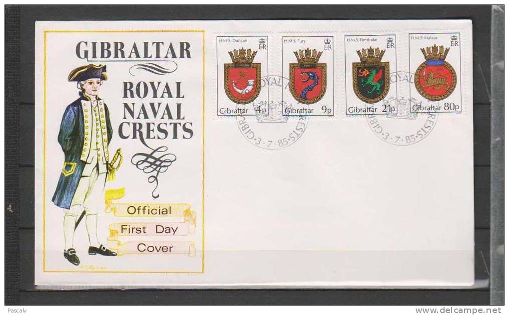Gibraltar Sur FDC Armoiries Dela Royal Navy - Omslagen