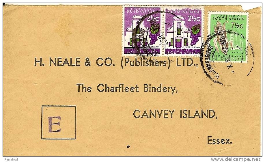 SOUTH AFRICA 1968 COVER WITH 3 STAMPS AND JOHANNESBURG CANCELLATION BIT TATTY - Briefe U. Dokumente