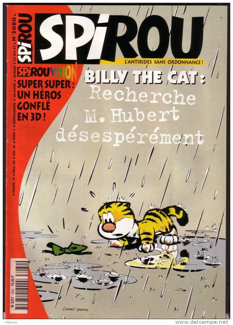 SPIROU N° 3080 - Couverture "BILLY THE CAT" - Année 1997. - Spirou Magazine